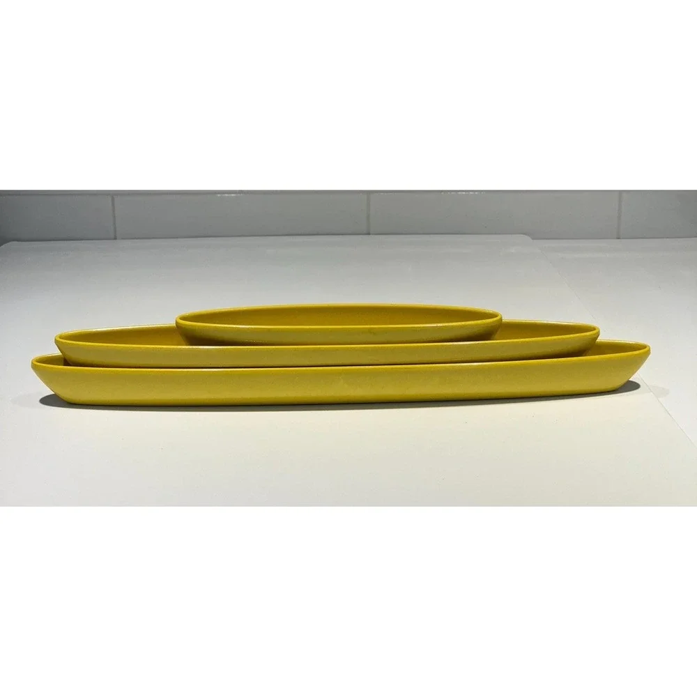 MCM‎ Olive Boat Tray Melamine Melmac Yellow Set of 3
